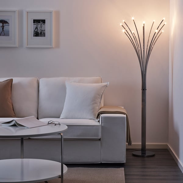 HOVNÄS Floor lamp - chrome plated chrome-plated/black - IKEA