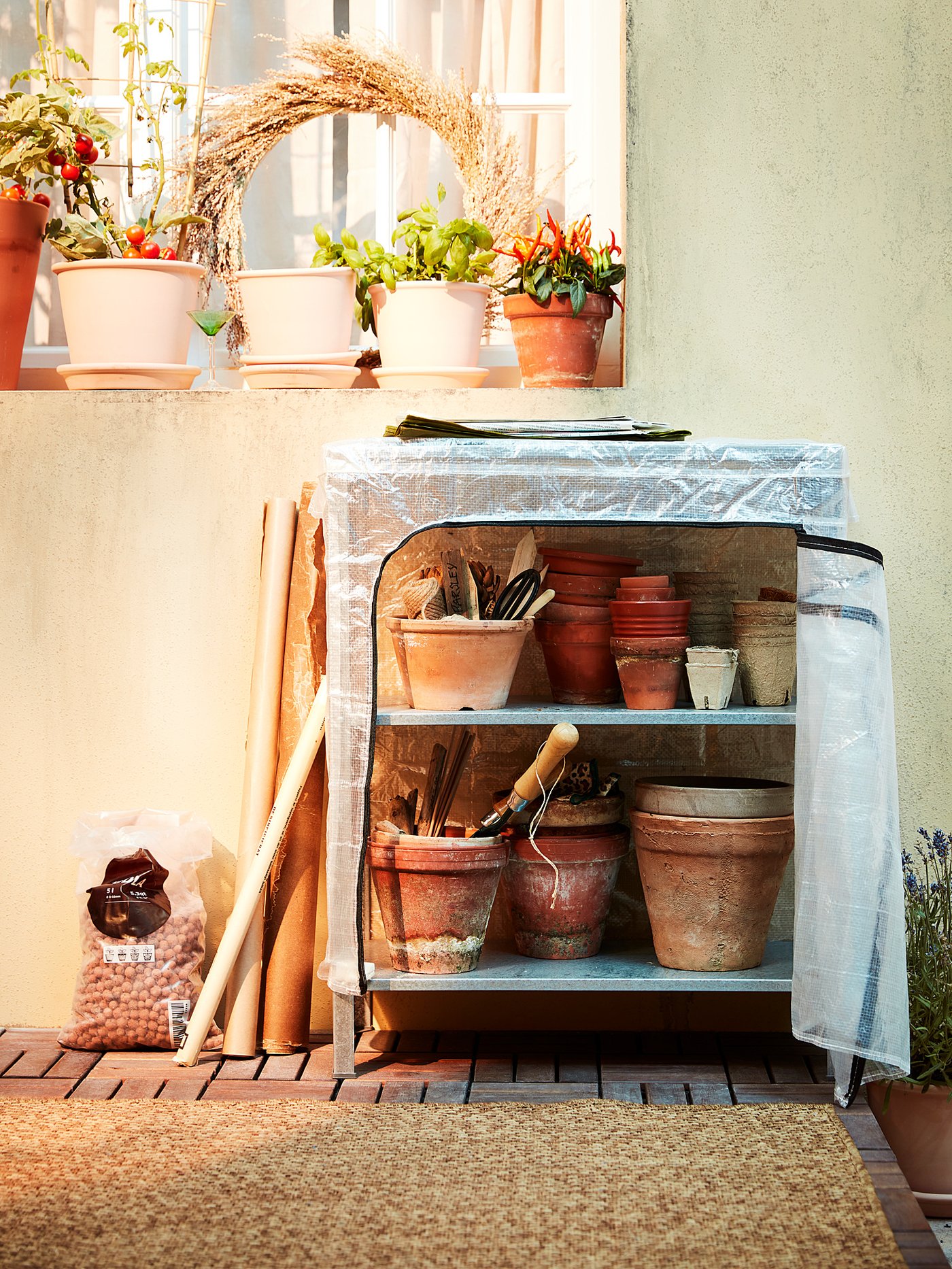 HYLLIS Shelf unit with cover, clear, 23 5/8x10 5/8x29 1/8" IKEA