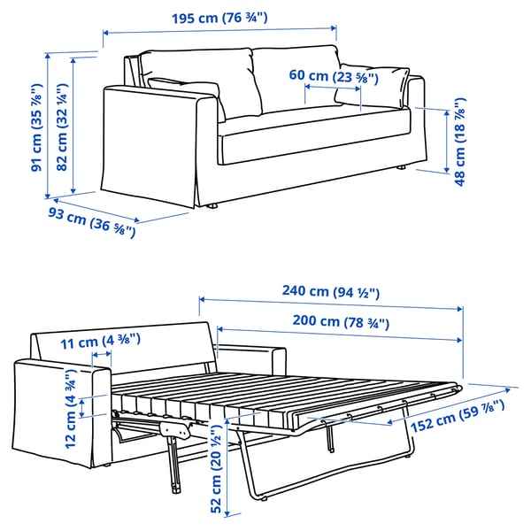 HYLTARP Sleeper sofa, Gransel gray-brown