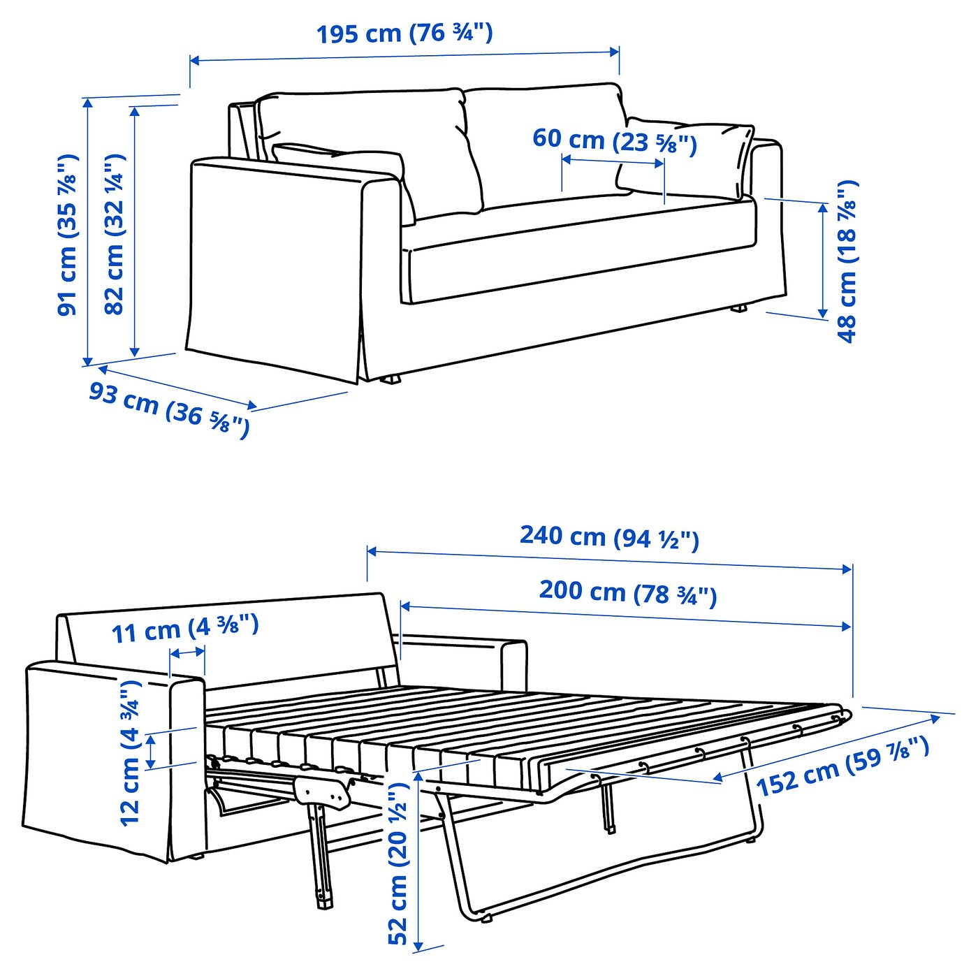 HYLTARP sleeper sofa, Gransel natural - IKEA