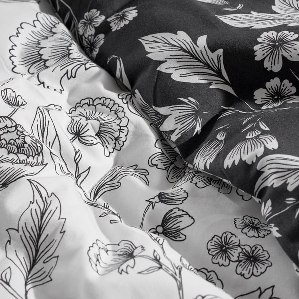 IDALINNEA Comforter set, white/gray, Twin/Twin X-long