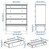 IDANÄS 4-drawer dresser, white, 41x19 5/8x46 1/2 "