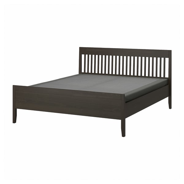 IDANÄS Bed frame, dark brown/Lyngör dark gray, King