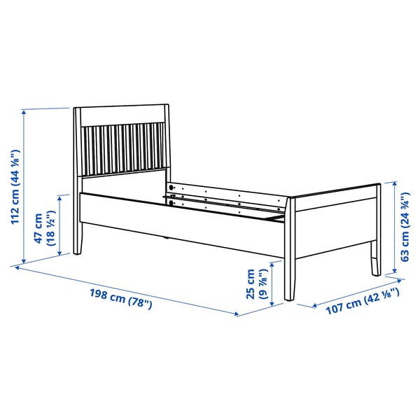 IDANÄS Bed frame, dark brown stained, Twin