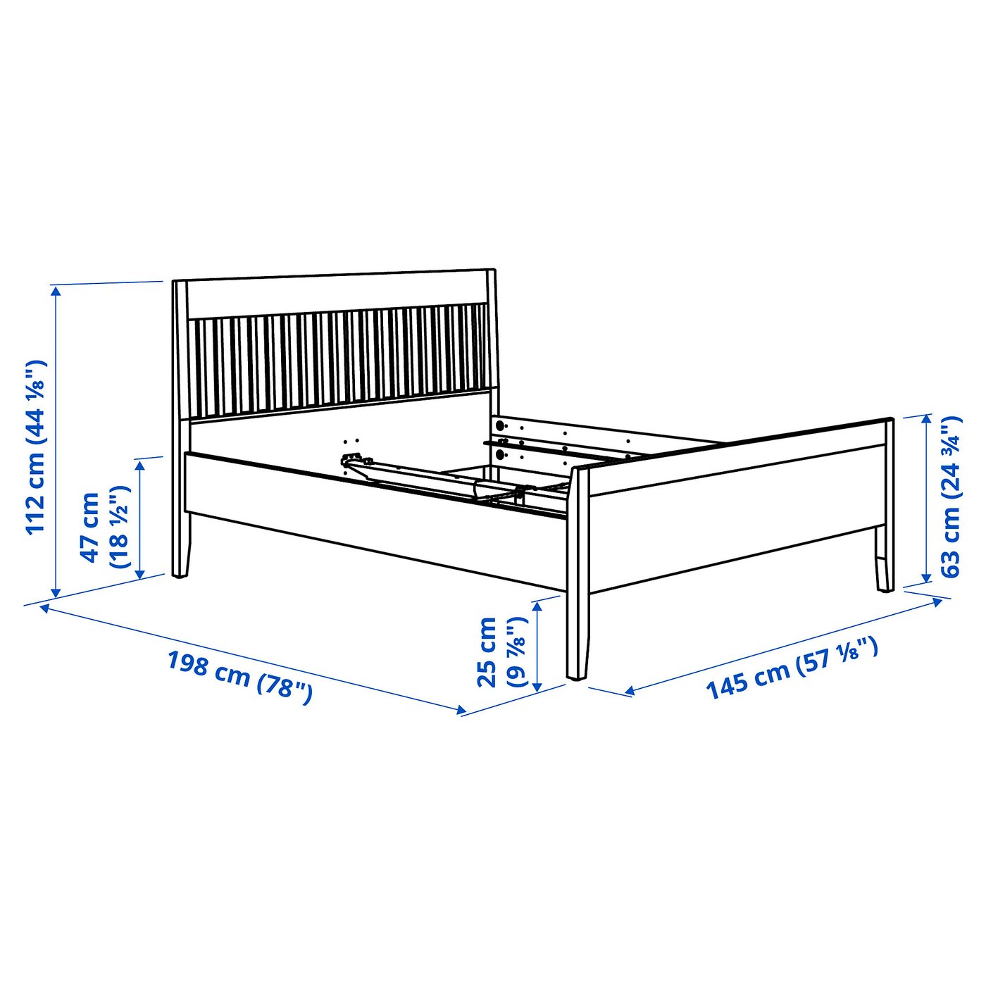 IDANÄS bed frame, white/Lönset, Full/Double - IKEA