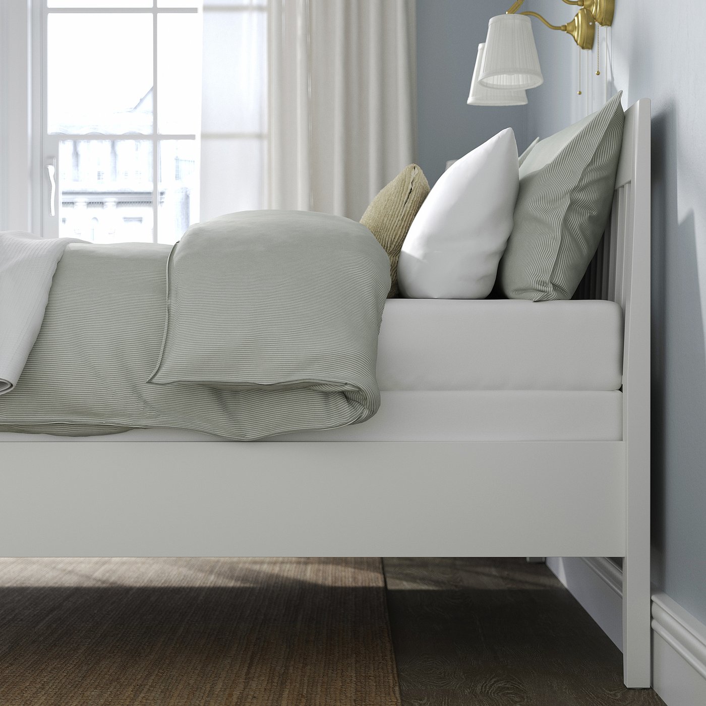 IDANÄS bed frame, white/Lyngör white, Full - IKEA