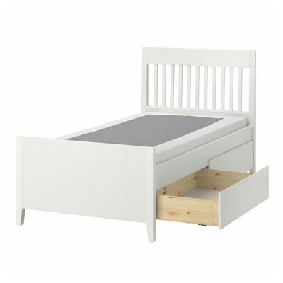 IDANÄS Bed frame with storage, white/Lyngör white, Twin