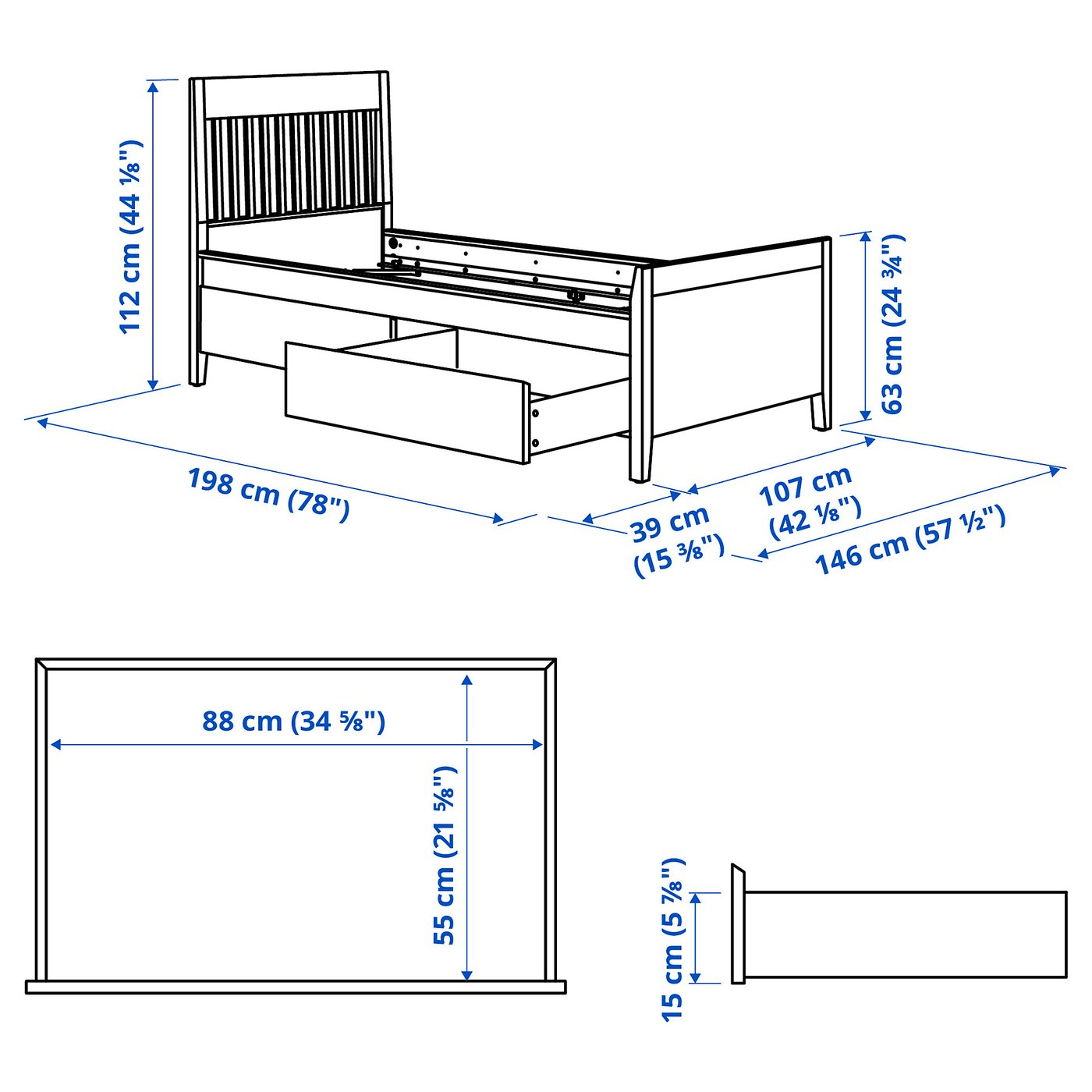 IKEA Hemnes Bed Frame Dimensions Drawings atelieryuwa.ciao.jp