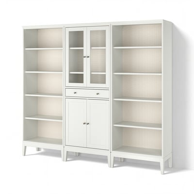 IDANÄS Storage combination w/glass doors, white, 96 1/8x15 3/8x83 1/8 "