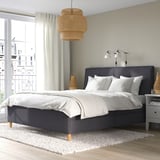 IDANÄS Upholstered storage bed, Gunnared dark gray, King