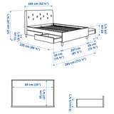 IDANÄS Upholstered storage bed, Naggen beige, King