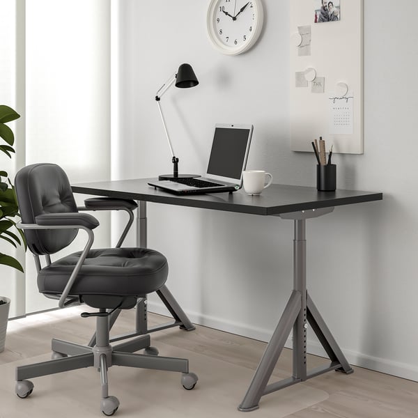 Idåsen Desk, Black/Dark Gray, 471/4X271/2