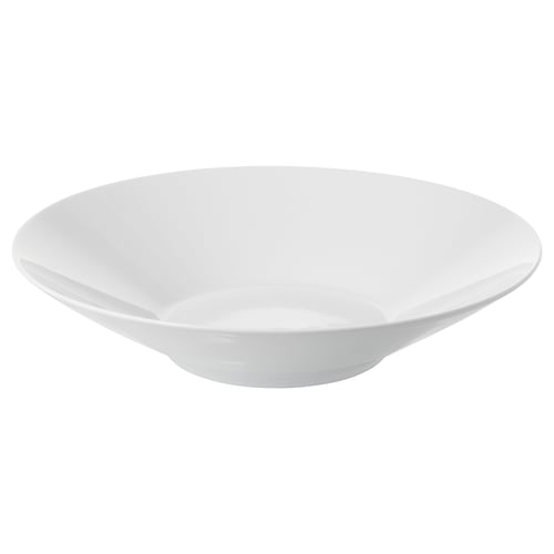 IKEA 365+ white bowl, simple design, made of porcelain, shallow round shape.