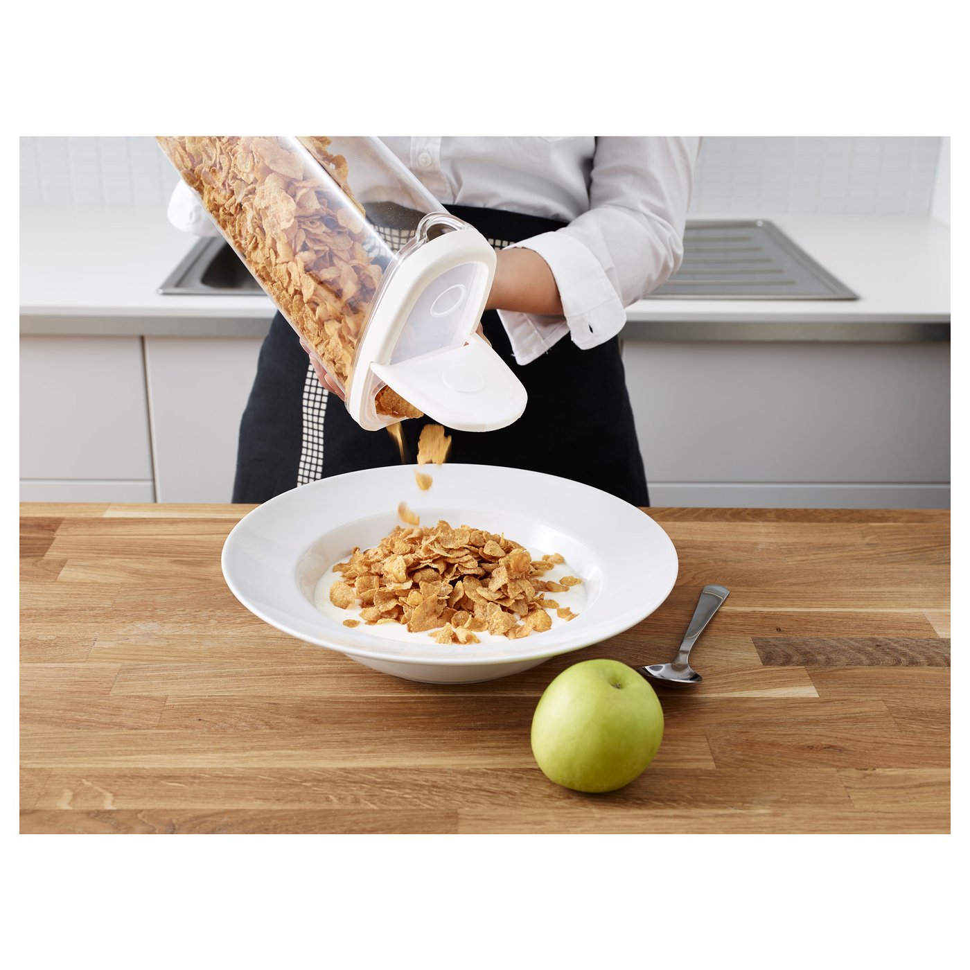 IKEA 365+ Dry food jar with lid, clear, white, Length 7" Width 3