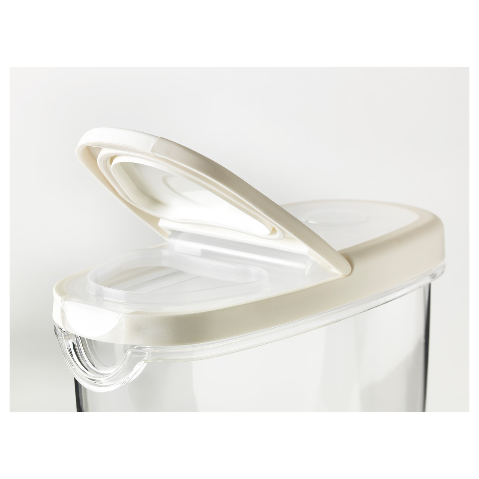 IKEA 365+ Dry food jar with lid, clear, white, Length 7" Width 3" Volume 44 oz. Learn more