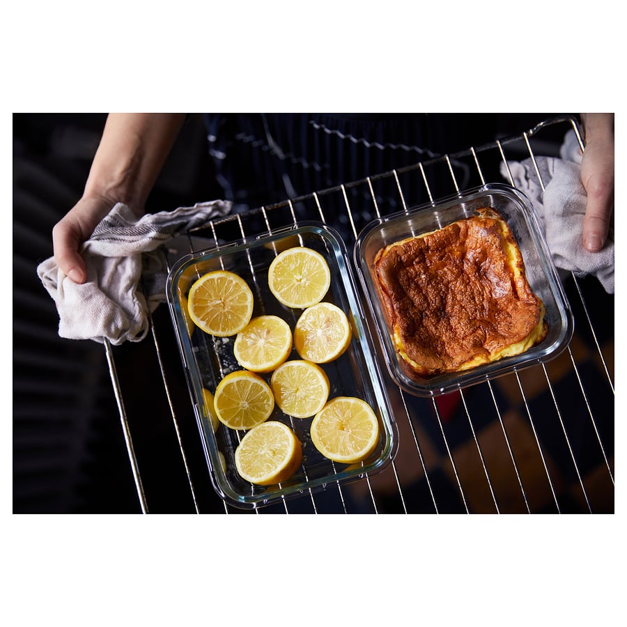 IKEA 365+ food container, square/glass, 20 oz IKEA