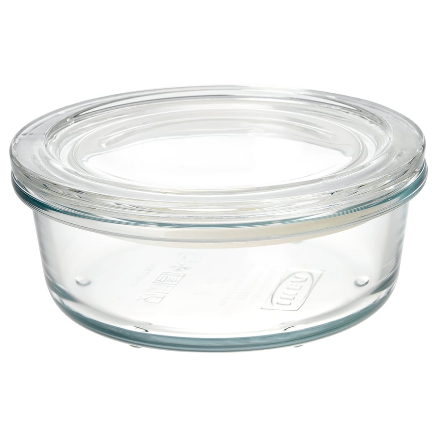Food container with lid, glass,