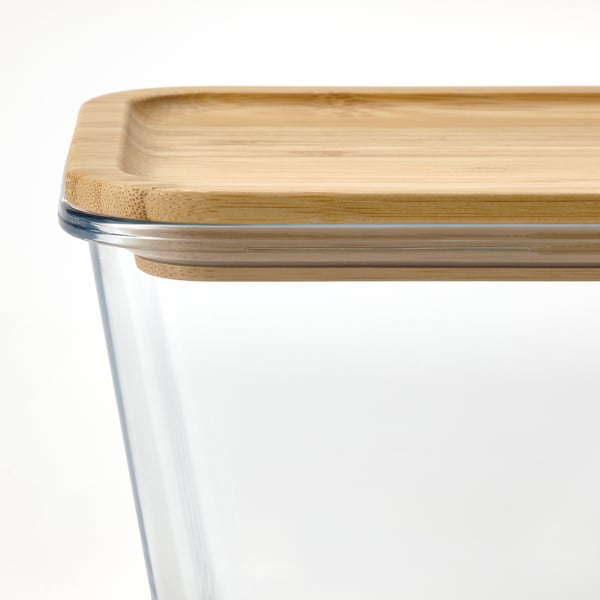 IKEA 365+ Food container with lid, rectangular glass/bamboo, 34 oz - IKEA