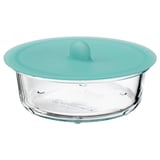 IKEA 365+ Food container with lid, round glass/silicone, 14 oz