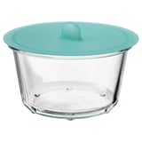 IKEA 365+ Food container with lid, round glass/silicone, 20 oz