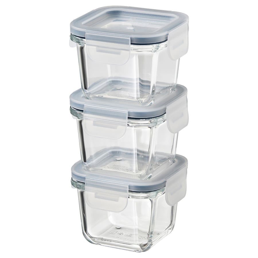 IKEA 365+ Food container with lid, square/glass, 6 oz