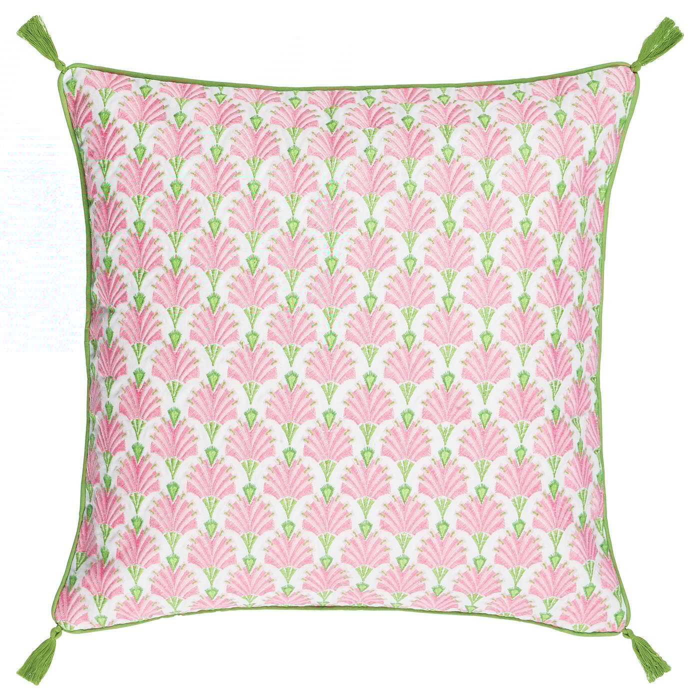 INBJUDEN Cushion cover, white/pink, 20x20" IKEA