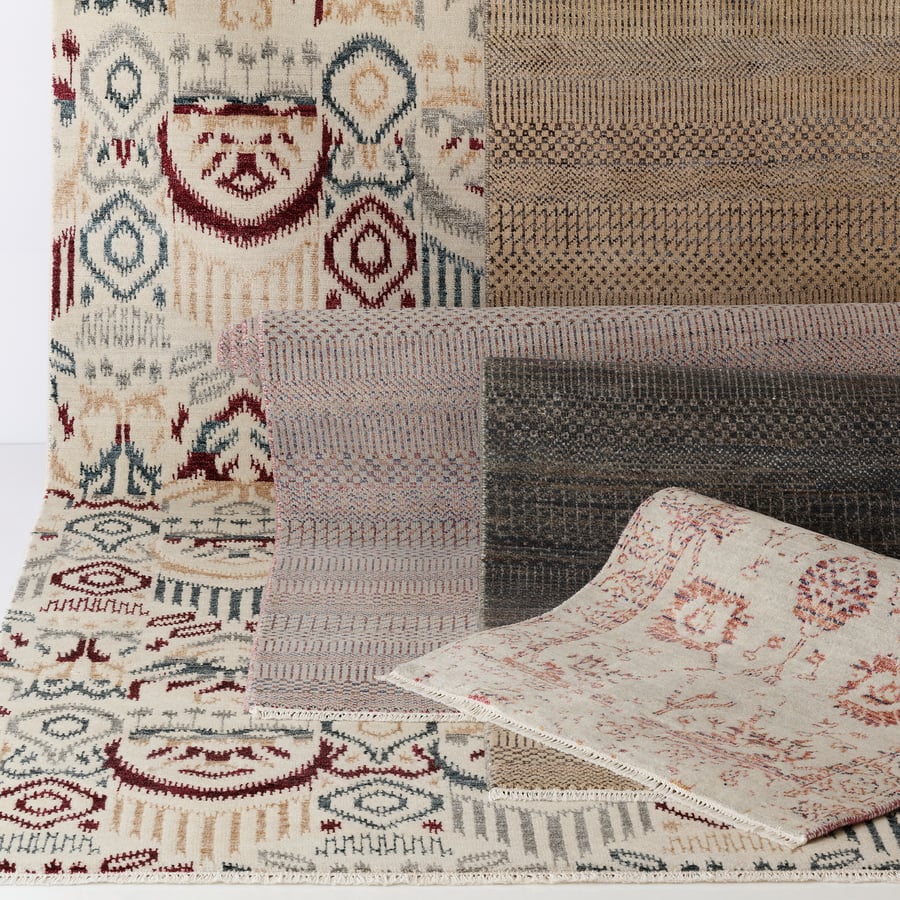 INDO AGRA IKAT rug, handmade/green/red, 7'10"x9'10" IKEA