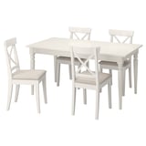 INGATORP / INGOLF Table and 4 chairs, white/Hallarp beige, 61/84 5/8 "