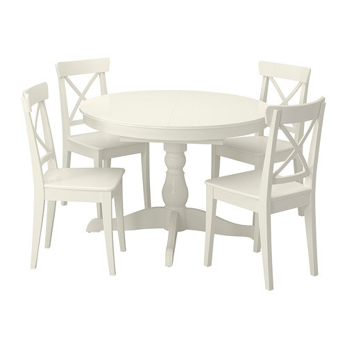 INGATORP / INGOLF Table and 4 chairs, white/white, 43 1/4/61 "