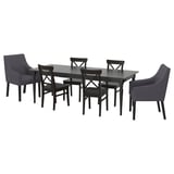 INGATORP / INGOLF Table and 6 chairs, black/Sporda dark gray, 61/84 5/8x34 1/4 "