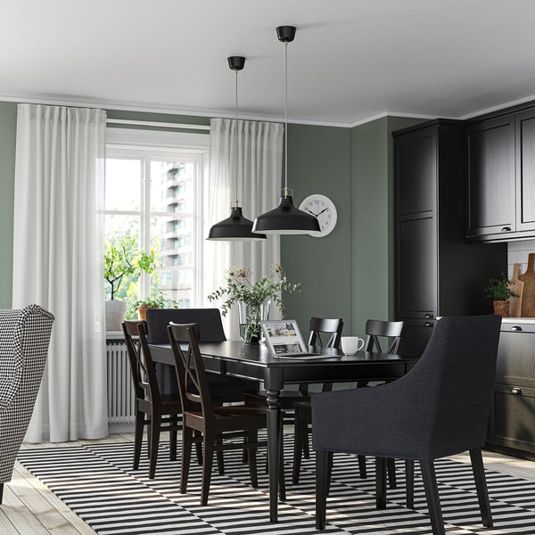 INGATORP / INGOLF Table and 6 chairs, black/Sporda dark gray, 61/84 5/8x34 1/4 "
