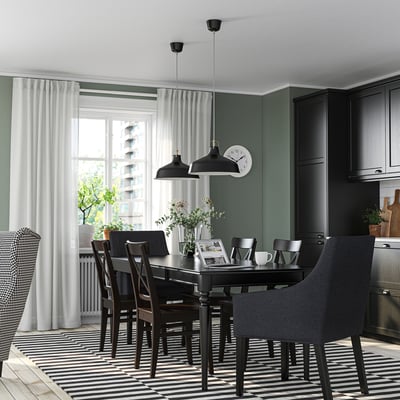 INGATORP / INGOLF Table and 6 chairs, black/Sporda dark gray, 61/84 5/8x34 1/4 "