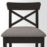 INGOLF Bar stool with backrest, brown-black/Nolhaga gray-beige, 25 5/8 "