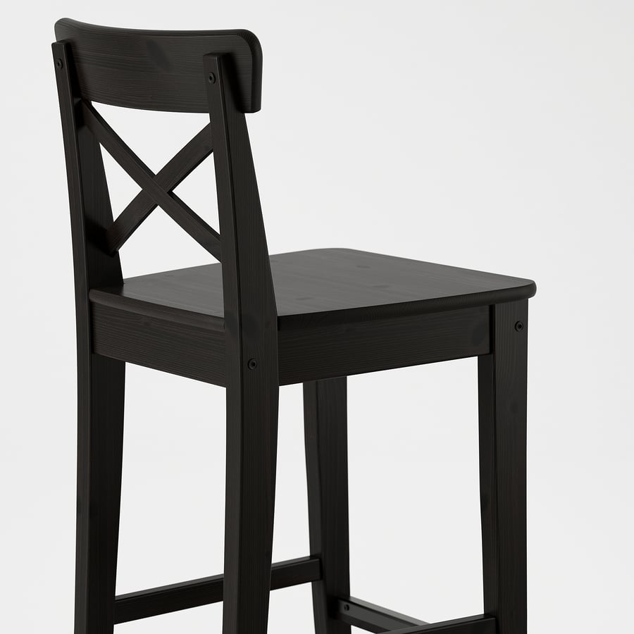 INGOLF bar stool with backrest, brownblack, 291/8" IKEA