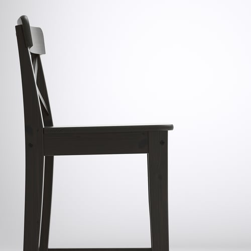 INGOLF bar stool with backrest, brownblack, 291/8" IKEA