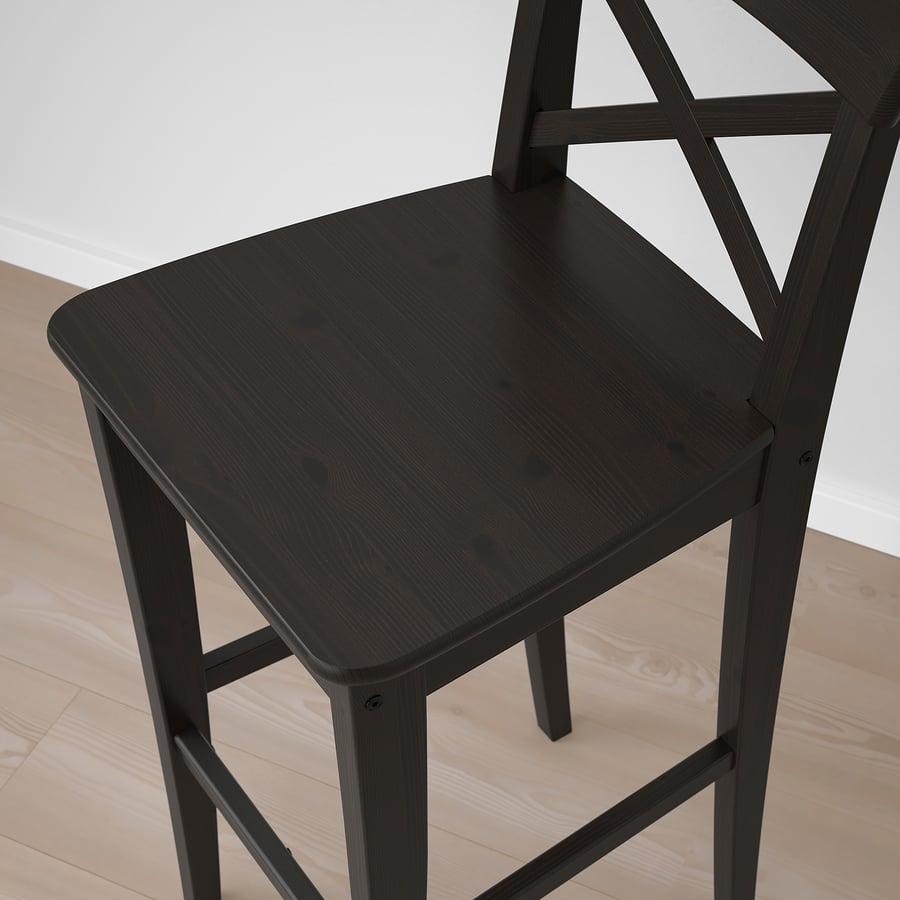 INGOLF bar stool with backrest, brownblack, 291/8" IKEA