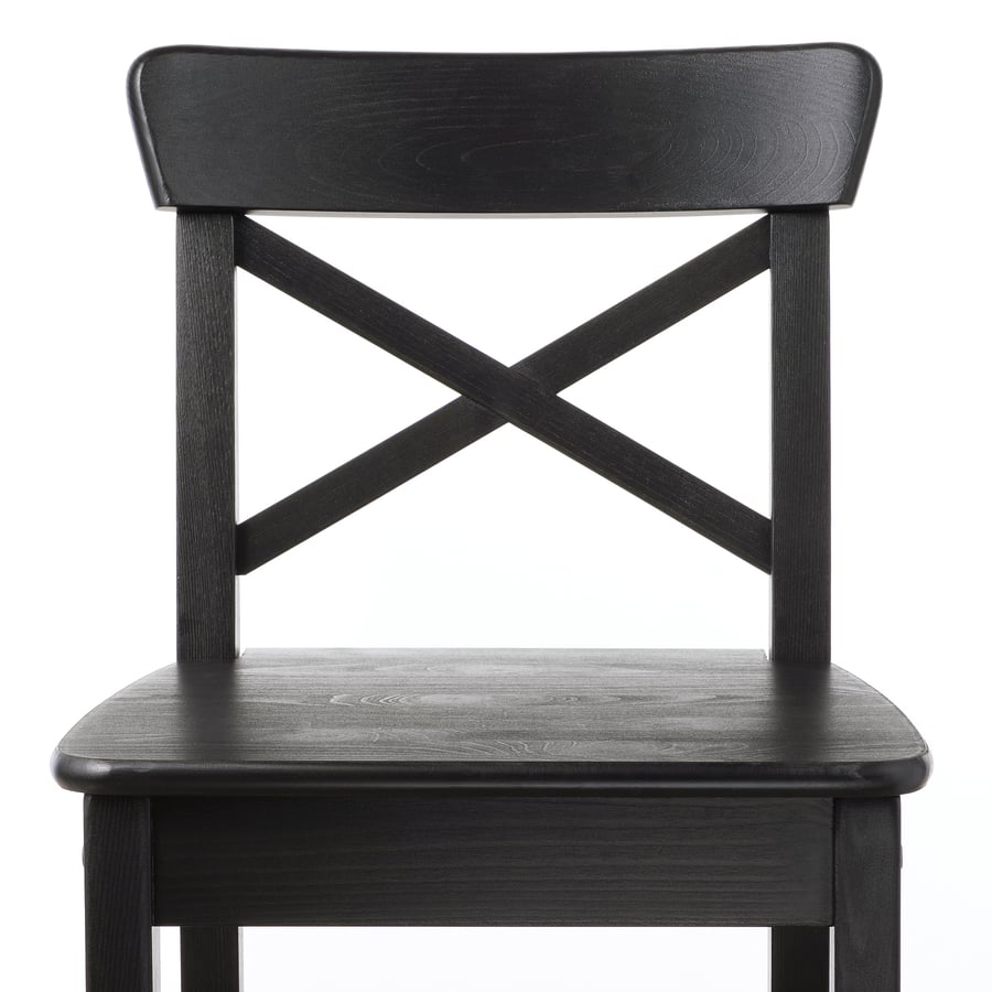 INGOLF bar stool with backrest, brownblack, 291/8" IKEA