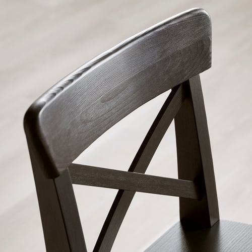 INGOLF Bar stool with backrest, brownblack IKEA