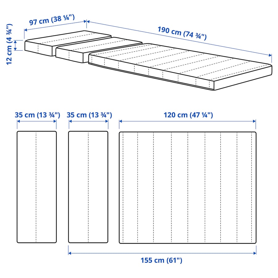 INNERLIG spring mattress for extendable bed, 381/4x743/4" IKEA