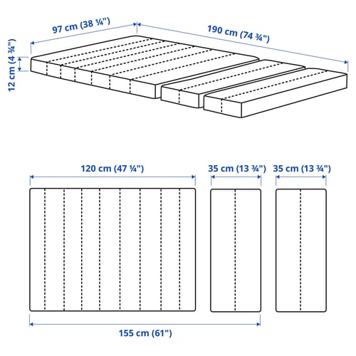 INNERLIG Spring mattress for extendable bed, 38 1/4x74 3/4 "