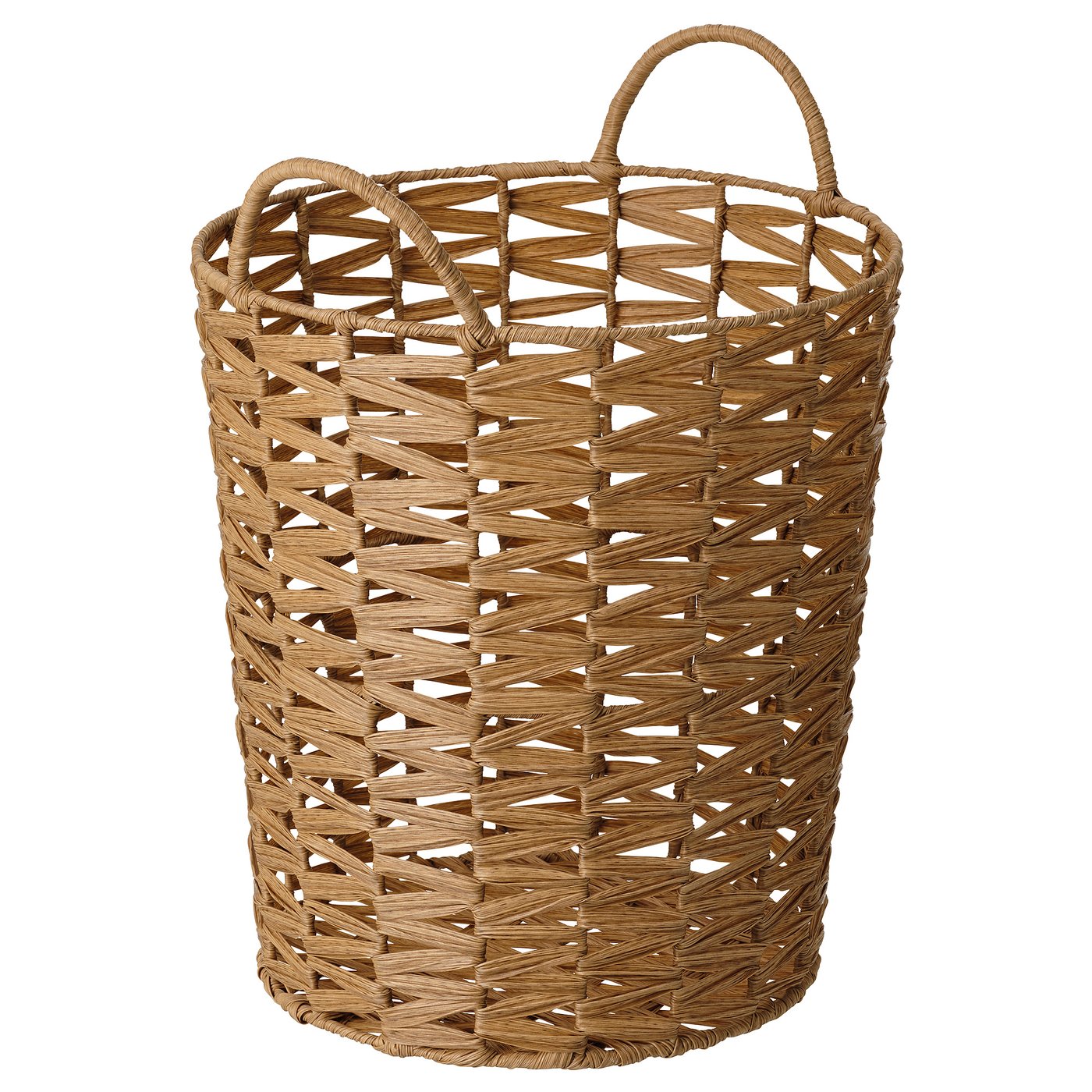 INSVEP Basket with handles - plastic rattan brown 14 ½x15 ¾ "