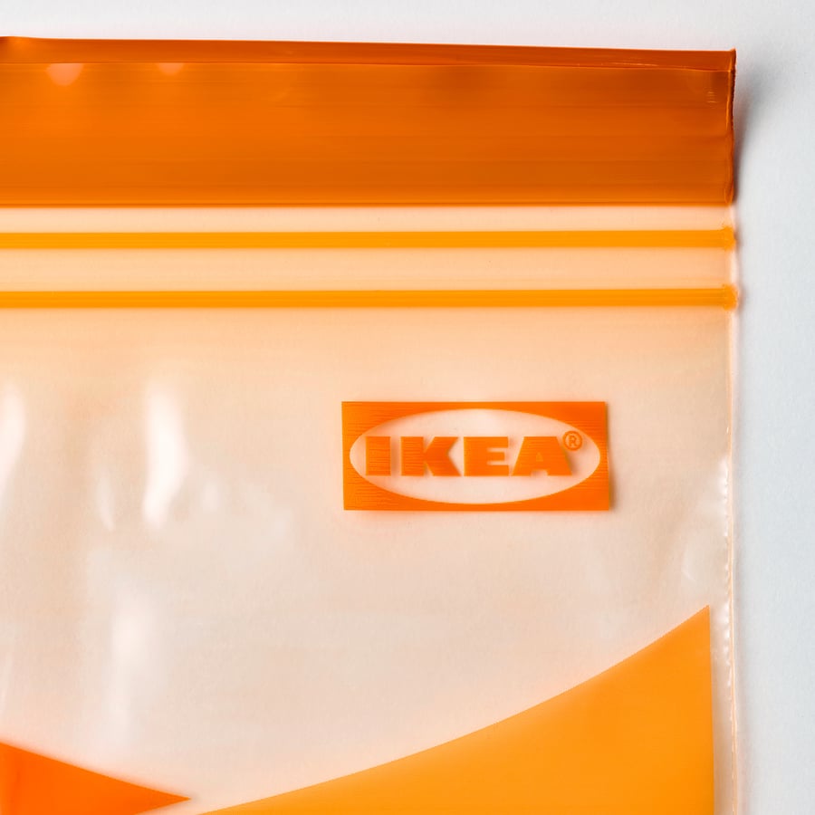 ISTAD resealable bag, patterned/bright orange, 3 qt IKEA