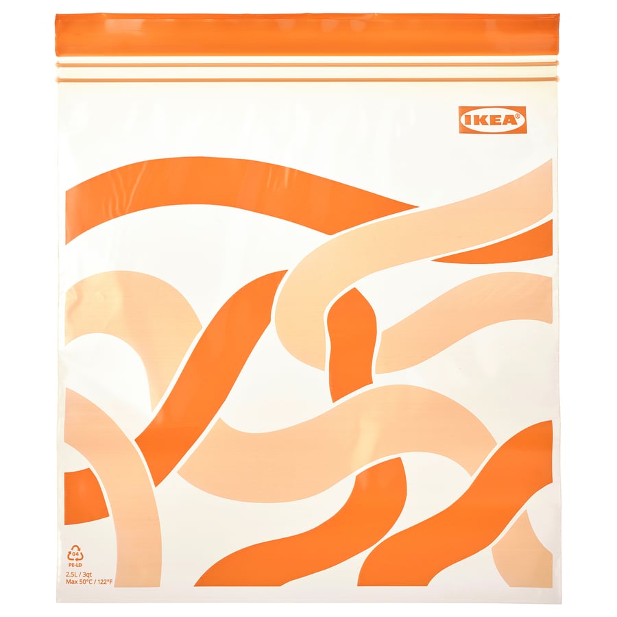 ISTAD resealable bag, patterned/bright orange, 3 qt IKEA