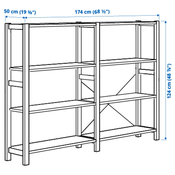 IVAR 2 section shelving unit, pine, 68 1/2x19 5/8x48 7/8 "