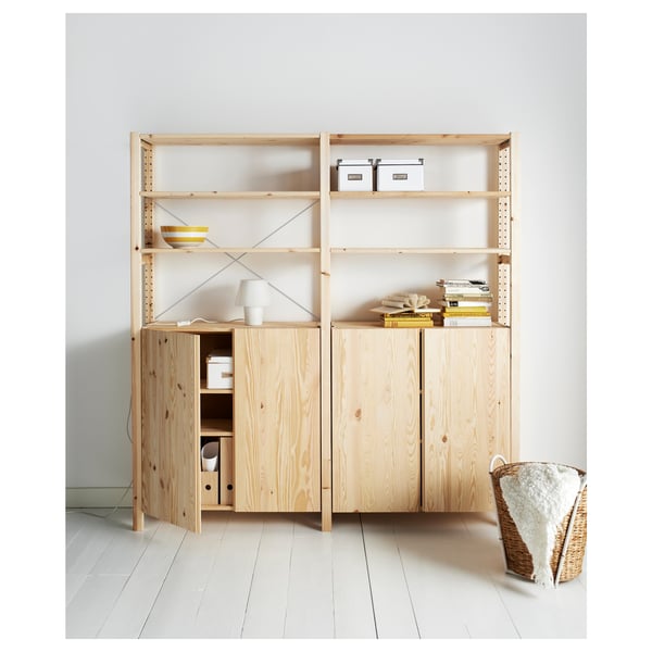 Geleend Landschap het dossier IVAR 2 section shelving unit w/cabinet, pine, 681/2x113/4x701/2" - IKEA