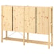 IVAR pine wood storage unit with three cabinets and one shelf. Simple, rectangular design, light natural colour.