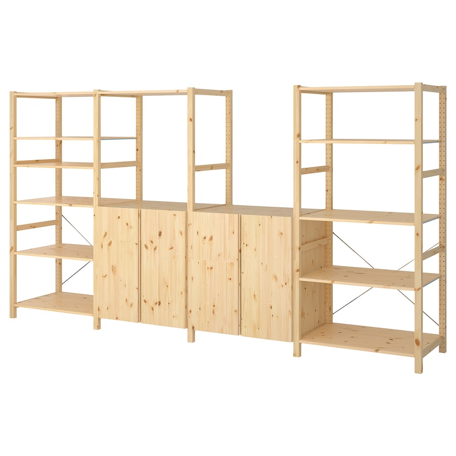 IVAR 4 section shelving unit, pine, Width 135 3/8" Height 70 1/2