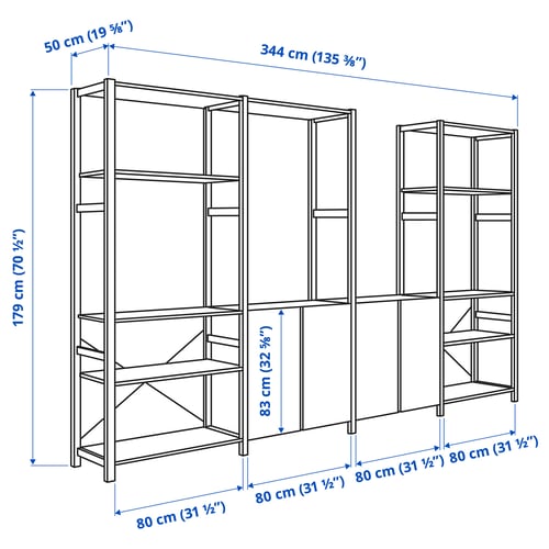 Illustration with measurements for the product: IVAR.