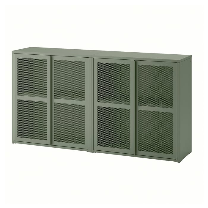 IVAR with doors, graygreen mesh, 63x113/4x325/8" IKEA