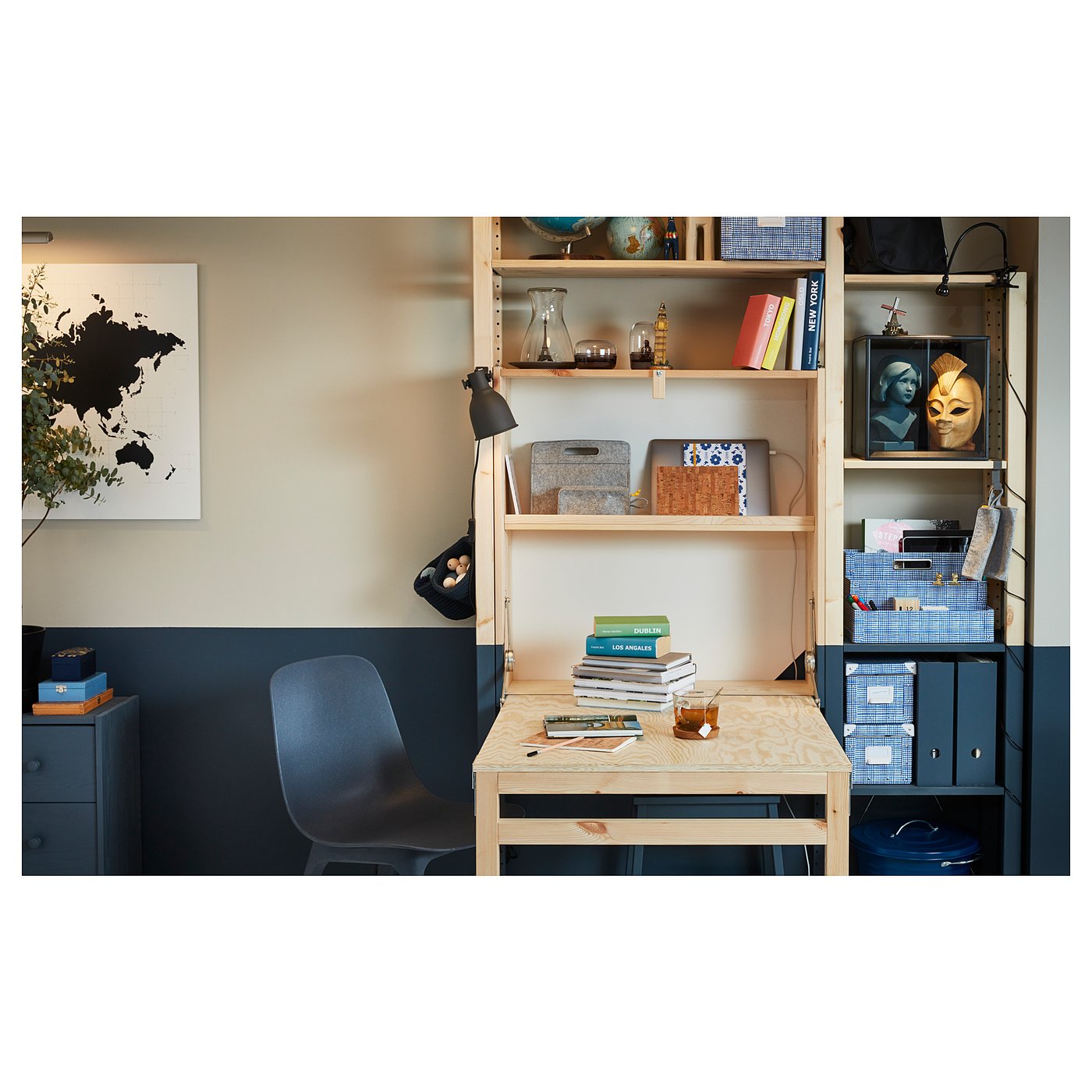 IVAR Storage unit with foldable table, pine IKEA